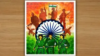 Best Independence day drawing with watercolor for drawing competition|Republic day/Army day drawing.