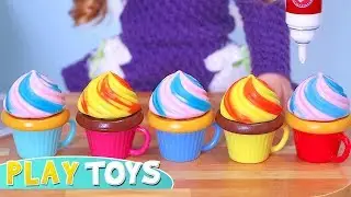 Baby Doll Baking Cupcakes! Play Toys cooking story for kids
