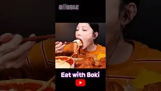 Spicy Cheese Tteokbokki with Crispy Gold King Chicken BIG BITES ASMR MUKBANG &copy;️Eat with Boki