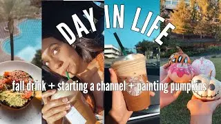 DAY IN LIFE | STARBUCKS FALL DRINK + STARTING A CHANNEL IN 2020 + PAINTING PUMPKINS :)