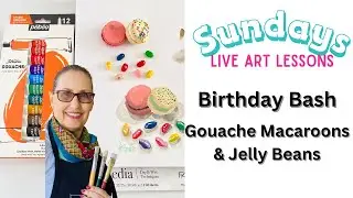 Gouache Macarons Birthday Bash Live Painting 🎨 #gouachepainting #artlesson #paintingtechniques