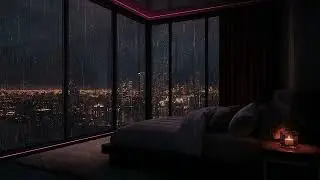 Cozy Luxury Bedroom Rain Sounds for Deep Sleep | Rain on Window, Soft Thunder, Dark Screen (No Ads)