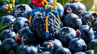 Blueberry Builders: A Tiny World at Work#MiniatureWorld#BlueberryArt MacroMagic#TinyWorkers