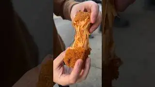 This FRIED SPAGHETTI ALLA VODKA SQUARE is insane! From Unregular Pizza in NYC! 🍝🔥 #DEVOURPOWER