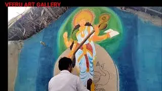 saraswati mata painting || durga puja drawing easy || veeru art gallery