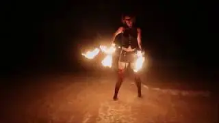Leila, Fire hoop and fans, Miami Beach, FL; September 2017