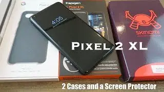 Pixel 2 XL Google Fabric Case, Spigen Neo Hybrid, and a Screen Protector