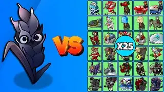 Obsidian Barley vs All Zombies x25 - PVZ Fusion