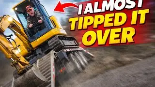 I ALMOST TIPPED IT OVER! #construction #shorts #trendingshorts #excavator 
