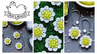 How to make a lovely DAISY FLOWER CHARM from seed beads  | Hen's Beads DIY Tutorial