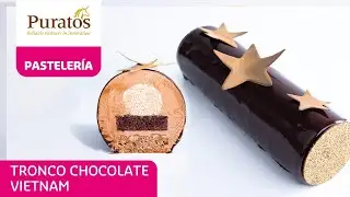Tronco de chocolate Vietnam, naranja, albaricoque y praliné | RECETARIO NAVIDAD 2021 (PASTELERÍA)