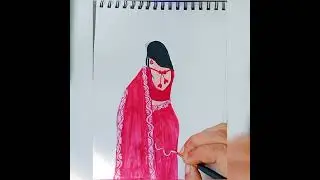 A Girl with Bengali bride saree art 🎨❤️#trending #commentforlike #subscribemychannel 