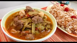 يخنة اللوبيا او الفاصوليا الخضراء بالبندورة واللحمه ومعها رز #فاصوليا #يخنة