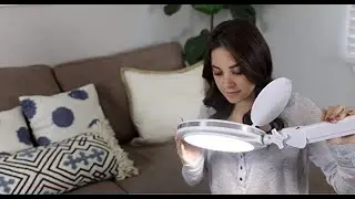 Brightech LightView Pro LED Magnifying Glass Floor Lamp 6 Wheel Rolling Base Reading Magnifier Light