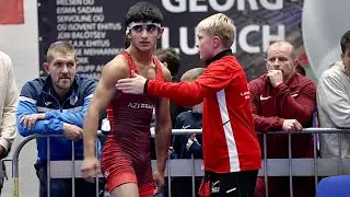 U17 Nihat Tagiyev (AZE) vs Kenan Sadigov (AZE) 65kg. Greco-roman boys youth wrestling. B-cam-man