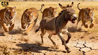 A Lone Wild Donkey  Hunted by Four Bears in the Vast Grasslands &ndash; Heart-Pounding Chase eps 19