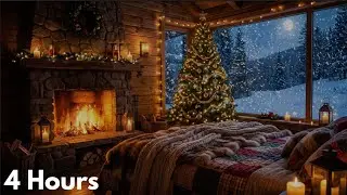 Cozy Fireplace Ambience 🌙 Dark Cabin Fire Sounds for Deep Relaxation (4 Hours)