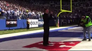 Nick Ziobro singing the National Anthem Colts vs Jaguars Lucas Oil Stadium