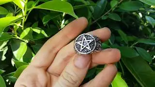 Pentagram Ring Star Pentacle Sacred Symbol 5 pointed star Talisman 925 STERLING SILVER