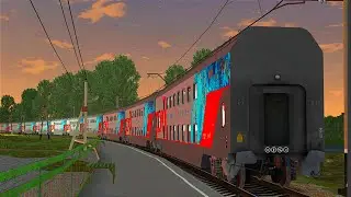 Тепловоз ЧМЭЗ-5974 с двухэтажным поездом // в игре RTS