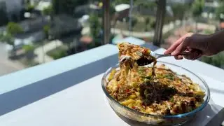 Baked Mostaccioli, another version of lasagna, made with penne. ASMR