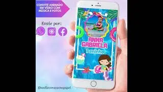 Convite em V&iacute;deo com Fotos e M&uacute;sica Pool Party Menina