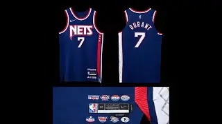 Kevin Durant Authentic City Edition Jersey 2021-22 Brooklyn Nets #7 75th Slim Reaper EZ-💰 Sniper KD