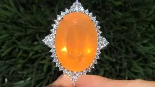 Ожерелье с подвеской из мексиканского огненного опала GIANT VVS чистоты 50,68 карата и бриллиантов