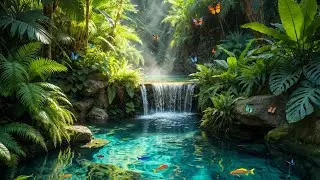 Relaxing Nature Sounds | Waterfall, Butterflies & Fish 🌿🦋🐟 | Stress Relief & Deep Sleep
