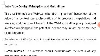 Webapp user interface design principles and guidelines / Software Engineering