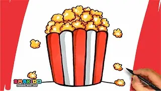 How To Draw a Popcorn For Kids | Easy Popcorn Drawing and Coloring Tutorial Step-by-Step