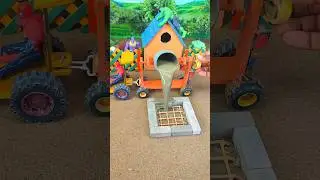 🔥 Real Working Mini Tractor Machine Making Cement Pillar Footing with Bricks #shorts #youtubeshorts