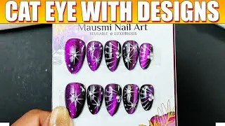 Cat Eye Nail Art with Spider Web Design | Press On Nails Tutorial | Mausmi Nail Art