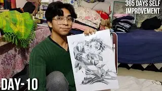 Day 10: 1.5 Hour Tanjiro Sketch 😳🔥| 365 days journey | Raw with Mohan