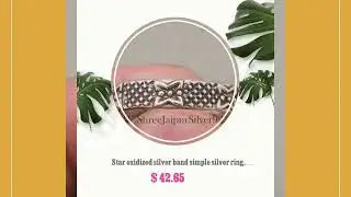 Star oxidized silver band simple silver ring, 925 Sterling Silver Wide Band Open Ring, silver ban...