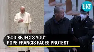 Watch man protests Pope Francis' audience at Vatican; Shouts, 'You're not a king'
