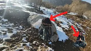 A boy helping a nomadic woman and bringing her shoes with love ❤️❤️
