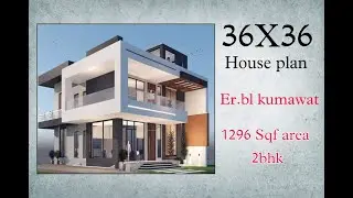36x36 west facing house plan and 3d elevation design