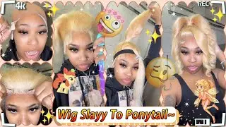 🍋Inspire Bangs Ponytail On Lace Wig! 613 Blonde Frontal Wig Ft. #ULAHAIR Review