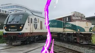 (Cascades F40 & WSDOT SC-44 Charger!) Amtrak 519 (Cascades) - 90340 & 1407 In Vancouver BC 