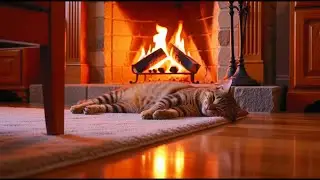 Quiet Night Ambience with Cat Sleep Music &ndash; Piano Driven Calm with Subtle Fireplace ASMR