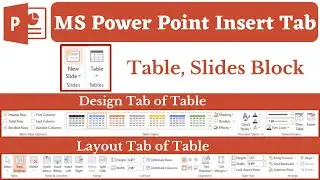 Insert tab of Ms Powerpoint | Table options of ms powerpoint | design and layout tab of table