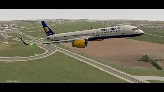 Boeing 757 Icelandair, original livery, Keflavik, Iceland at Prague, landing, service, takeoff. B752