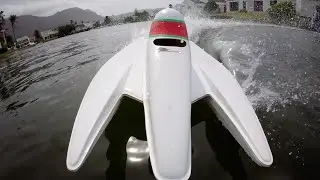 YPC Fast Electric rc Outboard - POV F1 action  front view