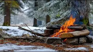 Firelight Dancing in the Winter Dark &ndash; Calming Ambience for Stress Relief
