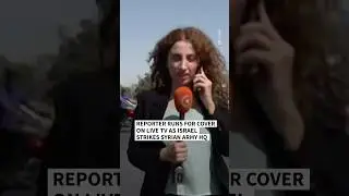 Reporter runs for cover on live TV as Israel strikes Syrian army headquarters | AFP #shorts