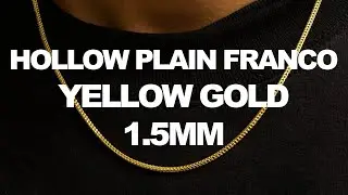 LoveBling Yellow Gold 1.5mm Hollow Plain Franco Chain Necklace w/ Lobster Lock (Available 16
