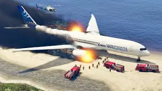 A380 Emergency Landing Gone Wrong | Engine Failure Plane Crash Into Water | GTA 5 