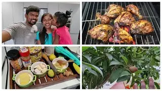 Barbeque night after long time/Fresh chilli seasoning for bbq night/terrace garden update