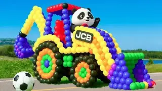 The mascot vibrato JCB 3DX loading mud and Tractors on the football field is popular
